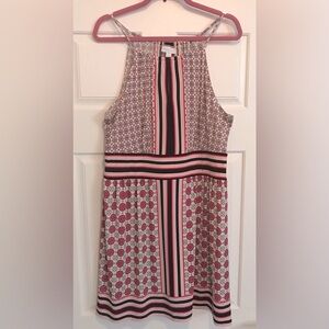 New York and Company, Size L Summer Dress, multi-colored (white, black, pink)